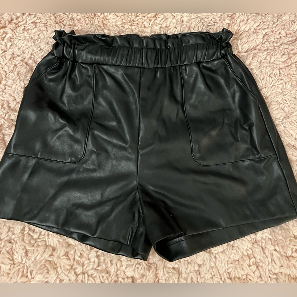 Black, leather shorts, 8, NWOT, Primark